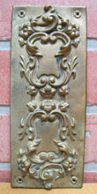 Load image into Gallery viewer, Antique Door Push Plate Ornate high relief Flowers Vines Scrollwork thin Brass

