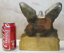 Load image into Gallery viewer, Old Brass Eagle Doorstop large heavy spread winged shield perched on rocks Art
