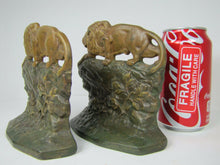 Load image into Gallery viewer, c1930 CROUCHING LION  Connecticut Foundry Bookends Decorative Art Statues
