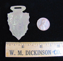 Load image into Gallery viewer, Antique Bronze Indian Chief Arrowhead Watch Fob Bastian Bros Rochester NY
