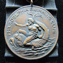 Load image into Gallery viewer, 1916 PHILADELPHIA SWIMMING CLUB Medal Medallion Ribbon Ornate Poseidon Dauphin
