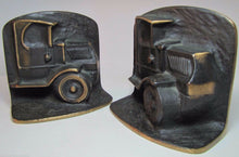 Load image into Gallery viewer, Old MACK TRUCK Bookends Bronze Brass High Relief Decorative Art Statue
