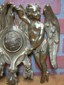 Antique Brass Cherubs Plaque Hardware Center Open Pool Cue Ball Return Peep Hole