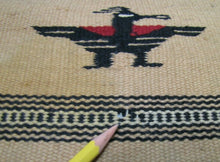 Load image into Gallery viewer, Old Southwestern Whirling Log Thunderbird Chimayo Souvenir Sample Blanket Rug
