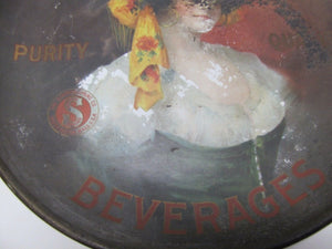 Antique Simpson Spring Beverages Tin Litho Ad Large Sign Tray early 1900s htf