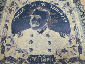 REMEMBER THE MAINE ADMIRAL DEWEY Old Tapestry Artwork Textile Decorative Arts