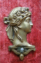 Load image into Gallery viewer, Antique Brass Beautiful Maiden Flowers in Hair Decorative Arts Element Framed
