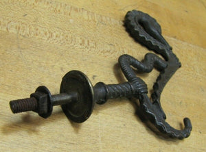 Antique 19c Bronze SeaHorse Serpent Hanger Bracket Hook Ornate Hardware Element
