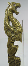 Load image into Gallery viewer, Old Brass Dragon Winged Serpent Figural Letter Opener Page Turner Lions Head
