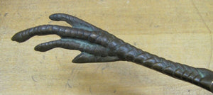 DE-OXIDIZED BRONZE CHICKEN CLAW FOOT Old Advertising Letter Opener Page Turner