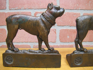 B&H BRADLEY HUBBARD BULLDOG Boston Terrier Dog Antique Bookends Art Statues