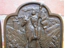 Load image into Gallery viewer, Antique MEDIEVAL CRUSADER KNIGHT CASTLE Cast Iron Bronze Decorative Art Bookends
