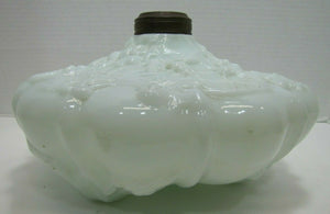 19c Victorian Spider Webs Leaves Flowers Decorative Arts Milk Glass Oil Lamp
