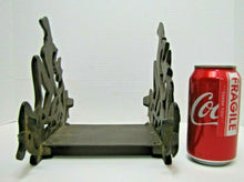 Load image into Gallery viewer, Fish Tank Bowl Holder Bracket Frame Old Cast Iron Art Deco Frogs Tophat Tuxedo
