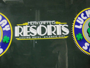 MERV GRIFFIN'S RESORTS Slot Machine Glass Atlantic City Casino Hotel Ad Sign