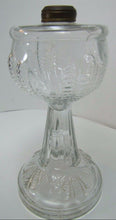 Load image into Gallery viewer, Antique Kerosene Oil Lamp leaf patterned clear glass light turn of century 1900
