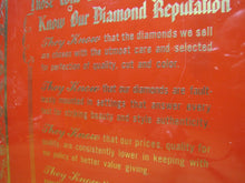 Load image into Gallery viewer, AMERICAN BEAUTY DIAMOND RINGS Old Brass Jewelry Store Ad Sign Authorized Jeweler
