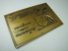 Load image into Gallery viewer, W BELL &amp; Co JEWELRY AND FINE GIFTS Old Solid Brass Store Plaque Ad Sign Griffin
