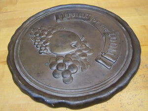 FRUIT OF THE LOOM Old Lg Embossed Brass Bronze Plaque Sign Underwear Advertising