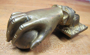 Antique Hand Ball Door Knocker Striker Ornate Architectural Hardware Element