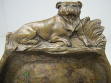 Load image into Gallery viewer, Antique Bronze Bulldog Tray Ashtray ornate old high relief card tip trinket
