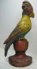 Load image into Gallery viewer, Antique Cast Iron Parrot Doorstop old paint bird door stopper large heavy ornate
