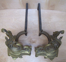Load image into Gallery viewer, Old Andirons Brass Bronze Cast Iron Decorative Art Fire Dogs Fireplace Tools
