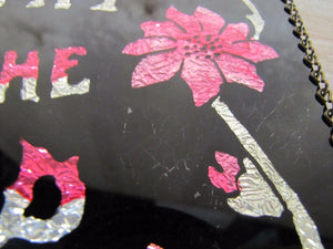JESUS IS THE LIGHT OF THE WORLD Old Reverse Glass Foil Folk Art Sign Plaque