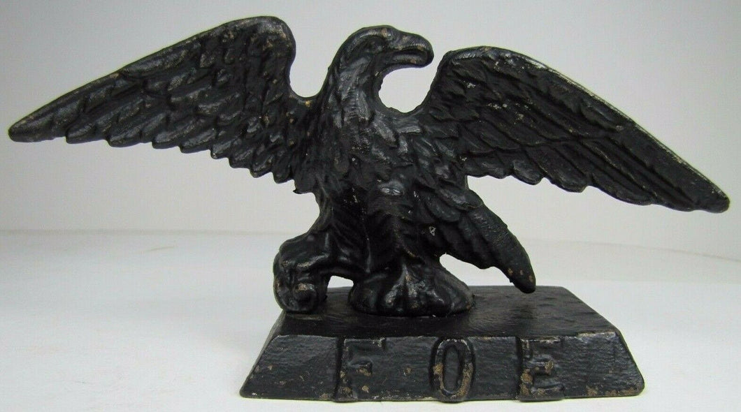 Antique Cast Iron FOE FRATERNAL ORDER of EAGLES Bookend Small Doorstop Statue