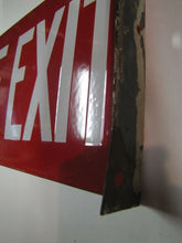 Load image into Gallery viewer, FIRE EXIT Orig Old Porcelain Double Sided Flange Sign Shop Building Industrial
