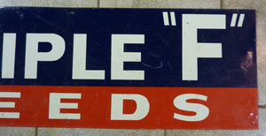 TRIPLE 'F' FEEDS Sign CORN STATES DES MOINES Old Farm Feed Seed Advertising
