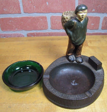 Load image into Gallery viewer, Antique Cast Iron Hubley Boy with Sack Decorative Art Ashtray Match Holder Tray
