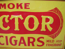 Load image into Gallery viewer, SMOKE HECTOR 5c HAVANA CIGARS c1920 Embossed Tin Advertising Sign MILD &amp; FRAGRANT
