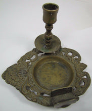 Load image into Gallery viewer, Antique Bronze Candlestick Cigar Lighter Matchholder Tray unique scalloped shell
