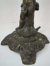Load image into Gallery viewer, Antique Victorian Gas Lamp figural child holding urn ornate old decorative light
