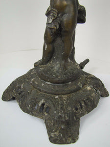 Antique Victorian Gas Lamp figural child holding urn ornate old decorative light