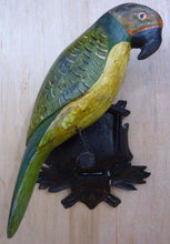 Load image into Gallery viewer, Folk Art Parrot Wooden Carved Decorative Art Bird Perched Mounted on Plaque

