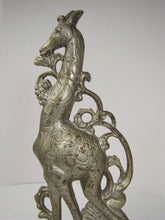 Load image into Gallery viewer, Antique Art Deco Cast Iron Giraffe Doorstop ornate double sided *rare htf Art ds
