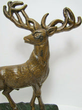 Load image into Gallery viewer, ELK STANDING ON ROCKS Antique Cast Iron Wildlife Doorstop Decorative Arts Statue
