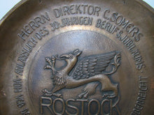 Load image into Gallery viewer, 1950s GERMAN SHIP BUILDERS PRESENTATION PLAQUE ROSTOCK GRIFFIN BEAST MONSTER
