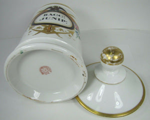 Antique 19c Porcelain APOTHECARY JAR w Lid A COLLIN PARIS EAGLE SNAKE Exquisite