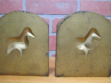 Load image into Gallery viewer, Old Cast Iron TERRIER Bookends figural wire fox dog book ends old paint

