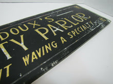 Load image into Gallery viewer, Old LEDOUX&#39;S BEAUTY PARLOR Reverse on Glass Sign Permanent Waving a Specialty
