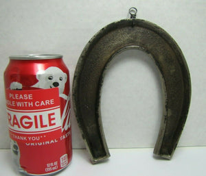 DRIVE DULL CARE AWAY 1885 Antique Cast Iron Nickel Plated Advertising Horseshoe