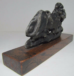 Antique Lion Decorative Art Cast Metal Wooden Base Doorstop Statue d1835