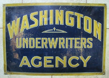 Load image into Gallery viewer, WASHINGTON UNDERWRITERS AGENCY Old Sign Insurance Co Ad Metallograph Corp NY
