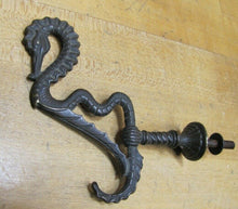 Load image into Gallery viewer, SeaHorse Serpent Antique 19c Bronze Hanger Bracket Hook Ornate Hardware Element
