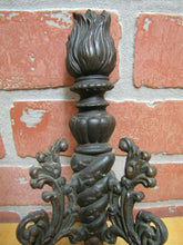 Load image into Gallery viewer, Antique 19c Bronze Flame Finial Ornate Hanger Hooks Decorative Arts Hardware

