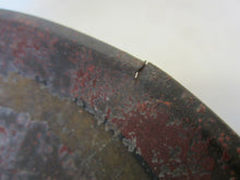 Load image into Gallery viewer, Antique 19c Metal Spittoon Decorative Arts Old Red Yellow Black Paint Patina
