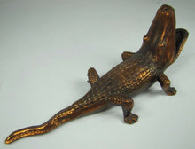 Load image into Gallery viewer, Old Alligator Ashtray Match Cigar Holder Sebring Fla Souvenir cast metal copper
